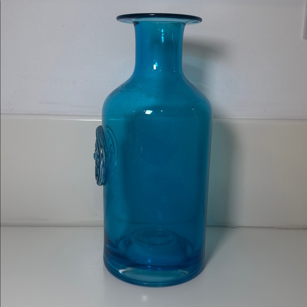 Dartington Daisy Flower Bottle Vase in Teal Kingfisher Blue - Picture 2 of 4